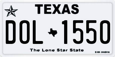 TX license plate DOL1550