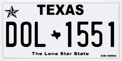 TX license plate DOL1551