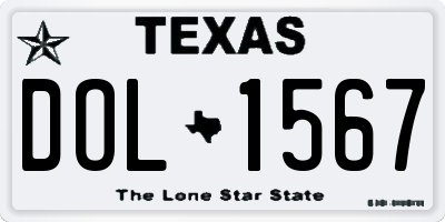 TX license plate DOL1567