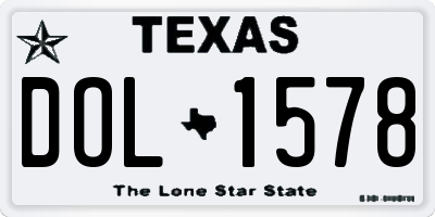 TX license plate DOL1578