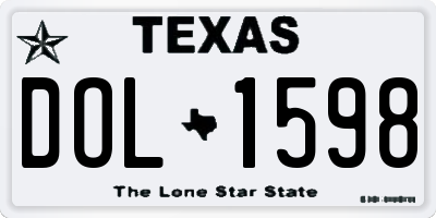 TX license plate DOL1598