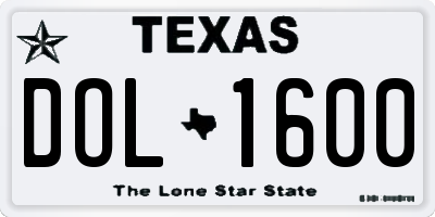 TX license plate DOL1600