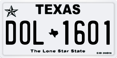 TX license plate DOL1601