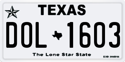 TX license plate DOL1603