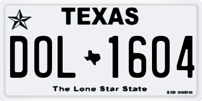 TX license plate DOL1604