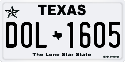 TX license plate DOL1605