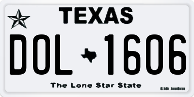 TX license plate DOL1606