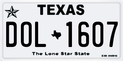 TX license plate DOL1607