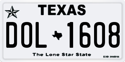 TX license plate DOL1608