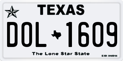 TX license plate DOL1609