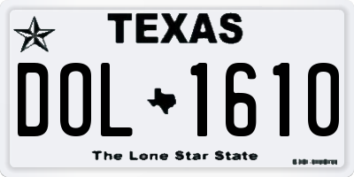 TX license plate DOL1610