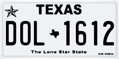TX license plate DOL1612