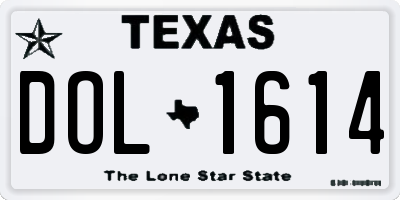 TX license plate DOL1614