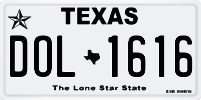 TX license plate DOL1616