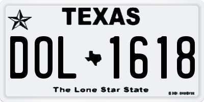 TX license plate DOL1618