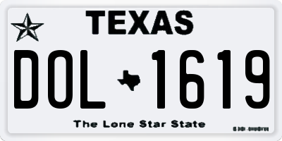 TX license plate DOL1619