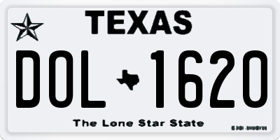TX license plate DOL1620