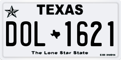 TX license plate DOL1621