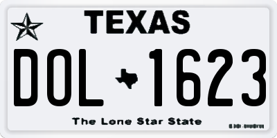 TX license plate DOL1623