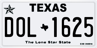 TX license plate DOL1625