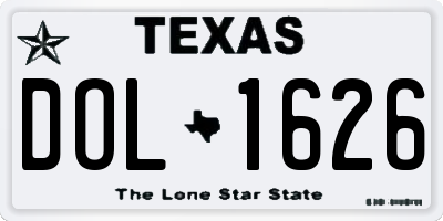 TX license plate DOL1626