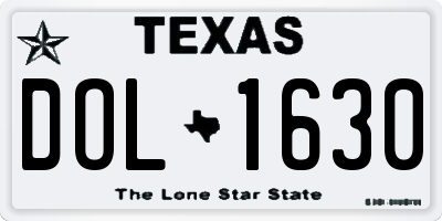 TX license plate DOL1630