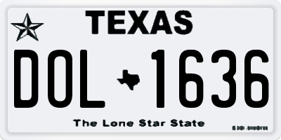 TX license plate DOL1636