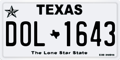 TX license plate DOL1643