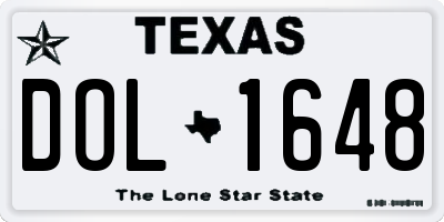 TX license plate DOL1648