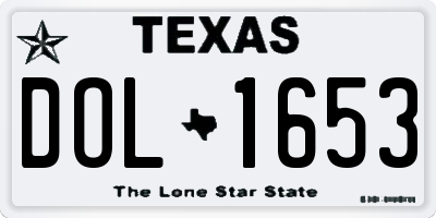 TX license plate DOL1653