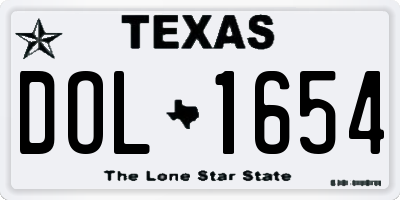 TX license plate DOL1654