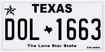 TX license plate DOL1663