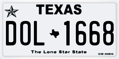 TX license plate DOL1668