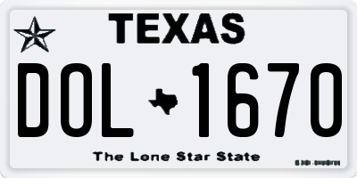 TX license plate DOL1670
