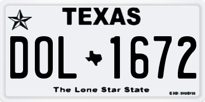 TX license plate DOL1672