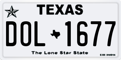 TX license plate DOL1677