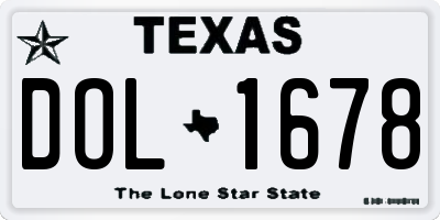 TX license plate DOL1678