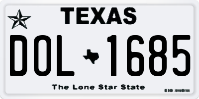 TX license plate DOL1685