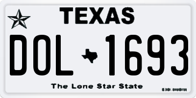 TX license plate DOL1693