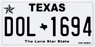 TX license plate DOL1694
