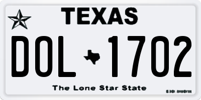 TX license plate DOL1702