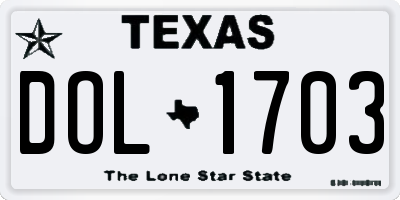TX license plate DOL1703