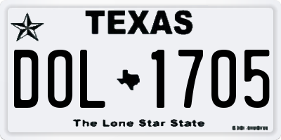 TX license plate DOL1705