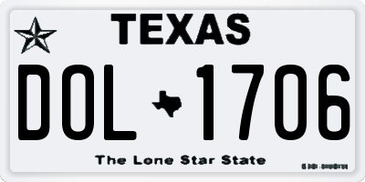 TX license plate DOL1706