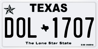 TX license plate DOL1707