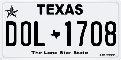 TX license plate DOL1708