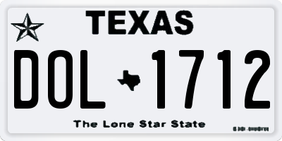 TX license plate DOL1712