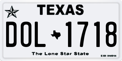 TX license plate DOL1718