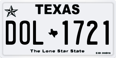 TX license plate DOL1721