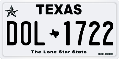 TX license plate DOL1722